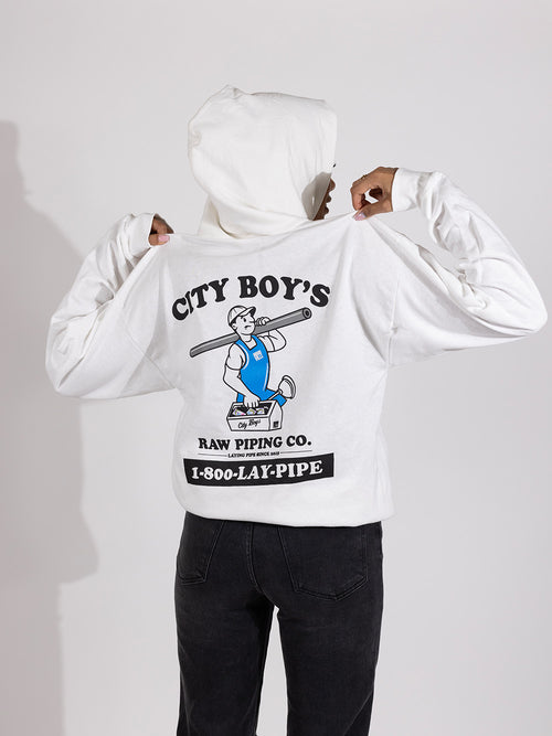 Raw Piping Co Hoodie - White