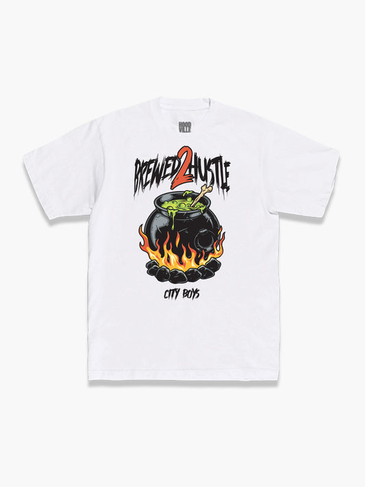 Brewed 2 Hustle Tee - White