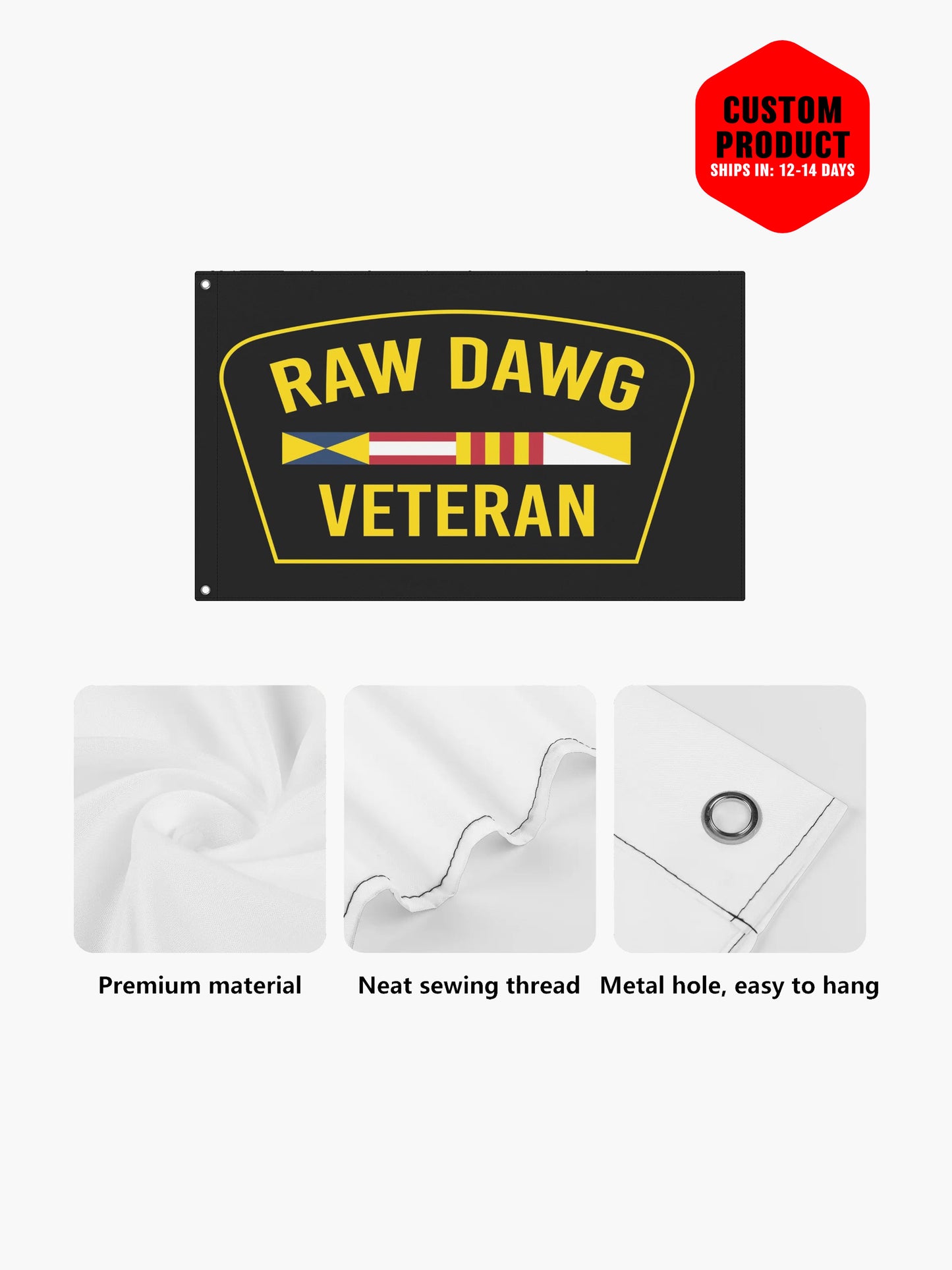 Raw Dawg Veteran Flag 3x5 ft